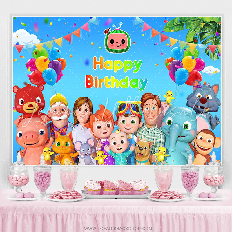 Lofaris Cartoon Film Backdrop for Happy Birthday Family Party