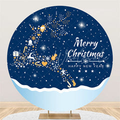 Lofaris Cartoon Deer White Snow Merry Christmas Round Backdrop