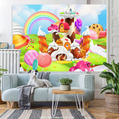 Lofaris Cartoon Dessert Word Candy Land Birthday Backdrop