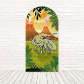 Cartoon Dinosaurs Playful Arch Backdrop For Kids Celebrations