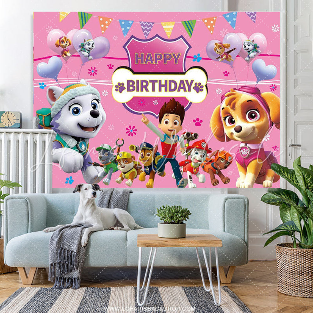 Lofaris Cartoon Dog Birthday Backdrop For Girls Room Decor