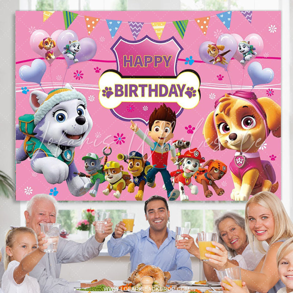 Lofaris Cartoon Dog Birthday Backdrop For Girls Room Decor
