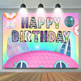 Cartoon Doll House Gabbies Birthday Party Backdrop For Kids