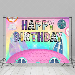Cartoon Doll House Gabbies Birthday Party Backdrop For Kids
