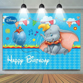 Lofaris Cartoon Elephant And Mouse Sea Blue Birthday Backdrop