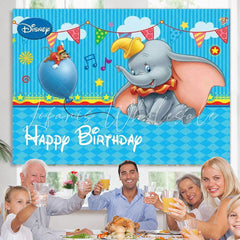 Lofaris Cartoon Elephant And Mouse Sea Blue Birthday Backdrop