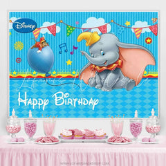 Lofaris Cartoon Elephant And Mouse Sea Blue Birthday Backdrop