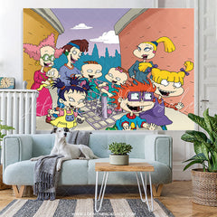 Lofaris Cartoon Family Shopping Birthday Party Backdrop