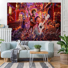 Lofaris Cartoon Family Theme Birthday Party Backdrop For Kids