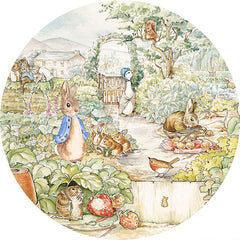 Lofaris Cartoon Farm House And Rabbit Round Birthday Backdrop Kit