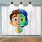 Lofaris Cartoon Film Boy White Wood Birthday Party Backdrop