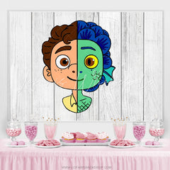 Lofaris Cartoon Film Boy White Wood Birthday Party Backdrop