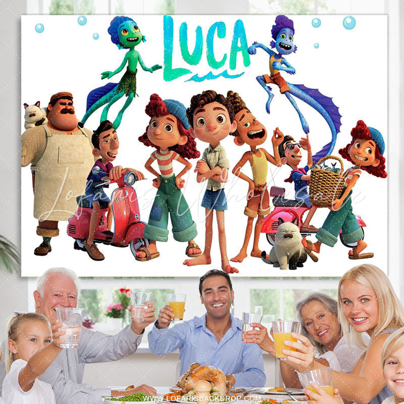 Lofaris Cartoon Film Family Theme Happy Birthday Backdrop Banner