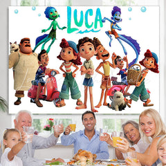 Lofaris Cartoon Film Family Theme Happy Birthday Backdrop Banner