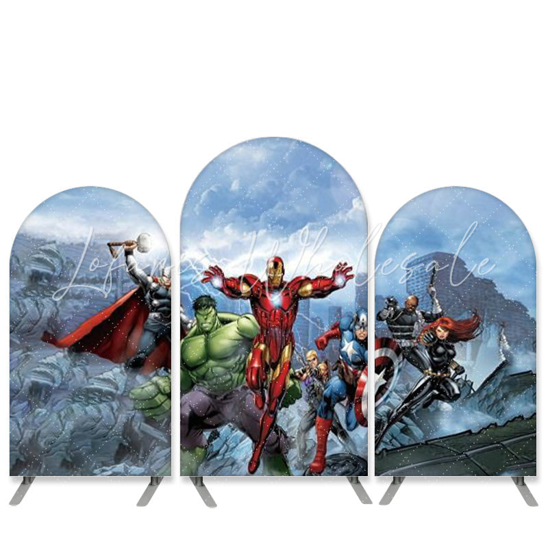 Lofaris Cartoon Film Theme Super Hero Birthday Arch Backdrop Kit
