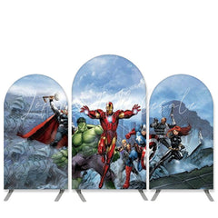 Lofaris Cartoon Film Theme Super Hero Birthday Arch Backdrop Kit