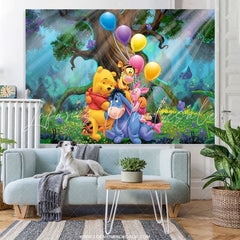 Lofaris Cartoon Forest Animals And Balloons Birthday Backdrop