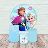 Cartoon Frozen Themed Round Backdrop and Cylinders Kit