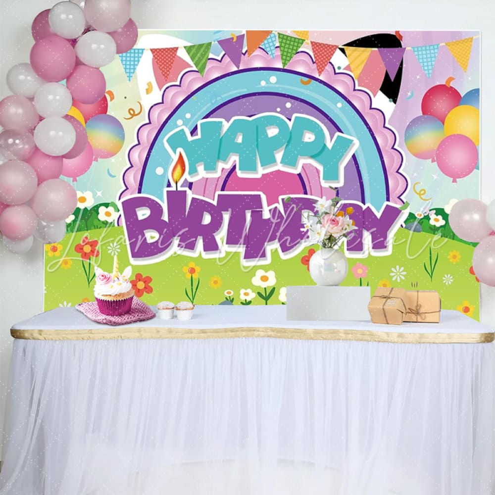 Cartoon Gabbys Cute Cat Dollhouse Birthday Party Backdrop For Girl