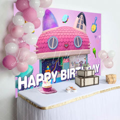 Cartoon Gabbys Cute Cat Dollhouse Birthday Photography Backdrop