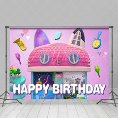 Cartoon Gabbys Cute Cat Dollhouse Birthday Photography Backdrop