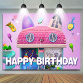 Cartoon Gabbys Cute Cat Dollhouse Birthday Photography Backdrop