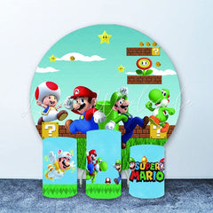 Lofaris Cartoon Game And Sky Happy Birthday Round Backdrop Kit