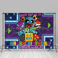 Cartoon Game Geometry Aesthetic Dash Birthday Party Backdrop
