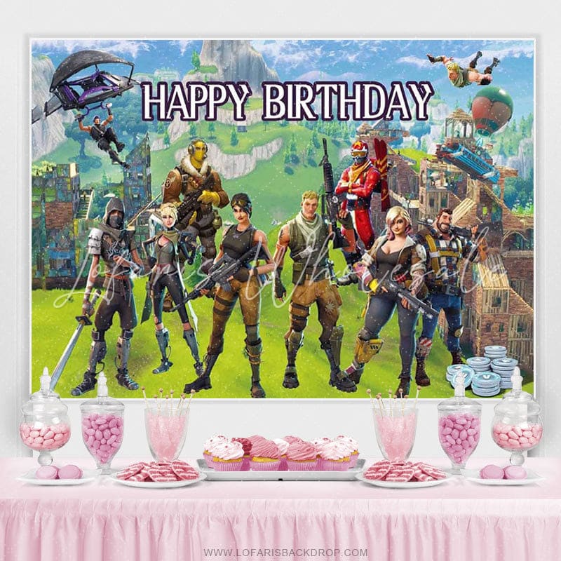 Lofaris Cartoon Game World Happy Birthday Backdrop For Boy