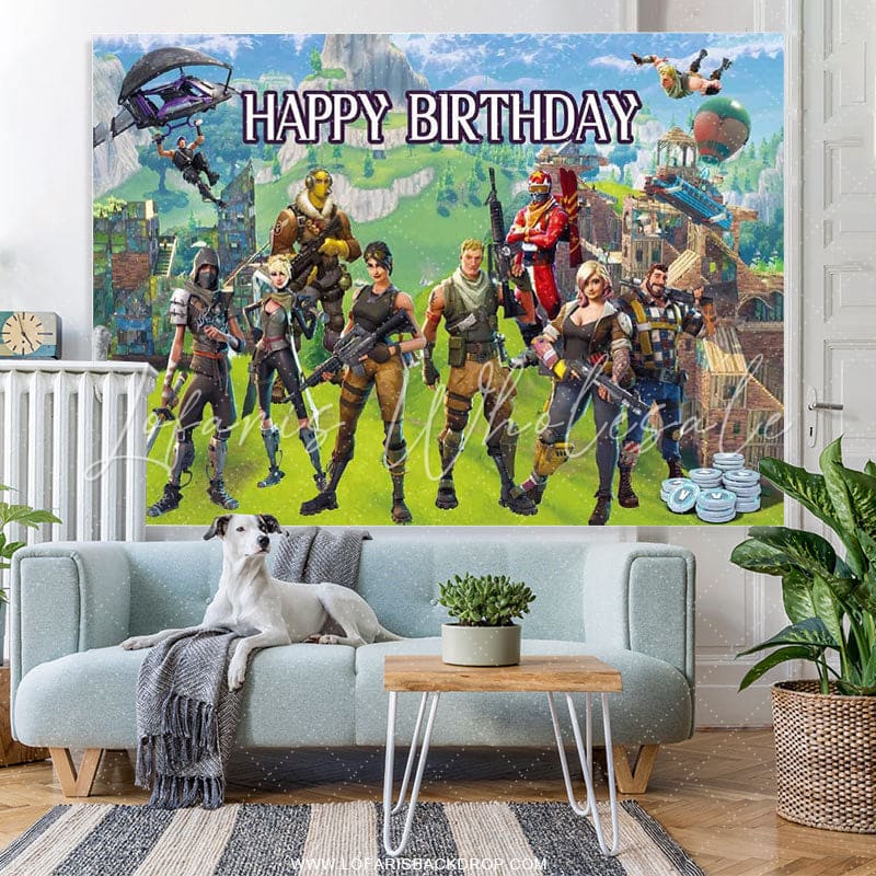 Lofaris Cartoon Game World Happy Birthday Backdrop For Boy