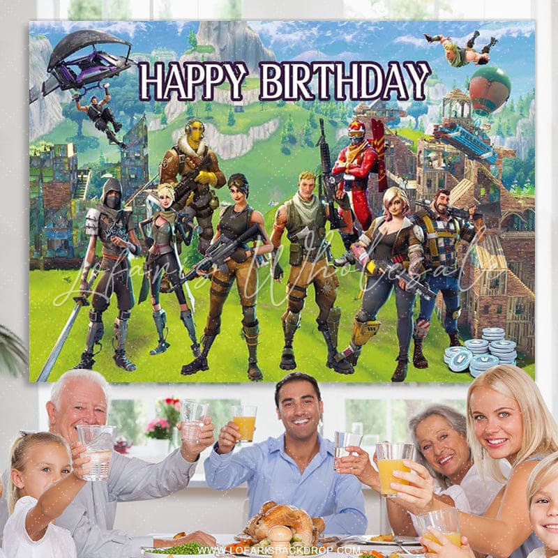 Lofaris Cartoon Game World Happy Birthday Backdrop For Boy