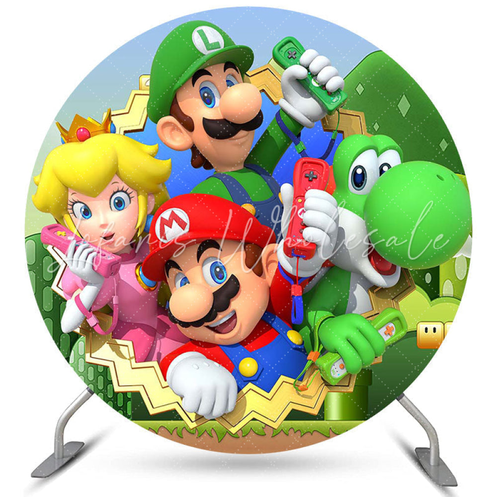 Lofaris Cartoon Games Round Character Birthday Party Backdrop