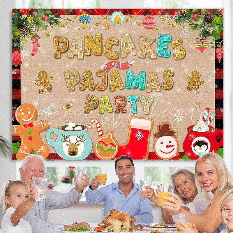 Lofaris Cartoon gingerbread alphabet Christmas photo backdrop