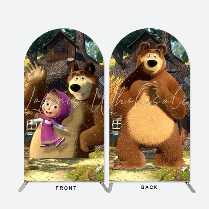 Lofaris Cartoon Girl Bear Birthday Party Arch Backdrop