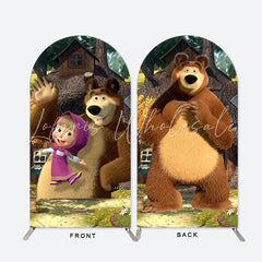 Lofaris Cartoon Girl Bear Birthday Party Arch Backdrop