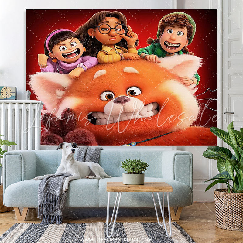 Lofaris Cartoon Girls And Cat Theme Backdrop Banner For Birthday