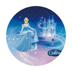 Lofaris Cartoon Glitter Castle Round Princess Birthday Backdrop