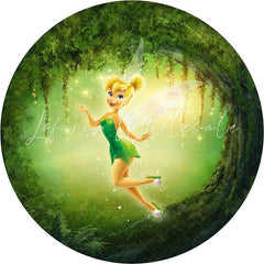 Lofaris Cartoon Glitter Forest Fariy Round Birthday Backdrop