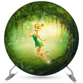 Lofaris Cartoon Glitter Forest Fariy Round Birthday Backdrop