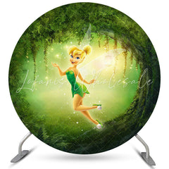 Lofaris Cartoon Glitter Forest Fariy Round Birthday Backdrop