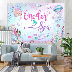 Lofaris Cartoon Glitter Oneder The Sea Happy Birthday Backdrop