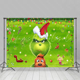 Lofaris Cartoon Green Stuffed Monster Dog Christmas Backdrop
