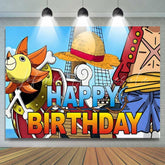 Cartoon H-Z-W One Piece Happy Birthday Party Backdrop For Boys