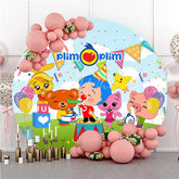 Lofaris Cartoon Happy Character Round Birthday Party Backdrop