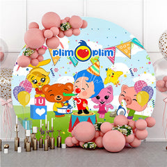 Lofaris Cartoon Happy Character Round Birthday Party Backdrop