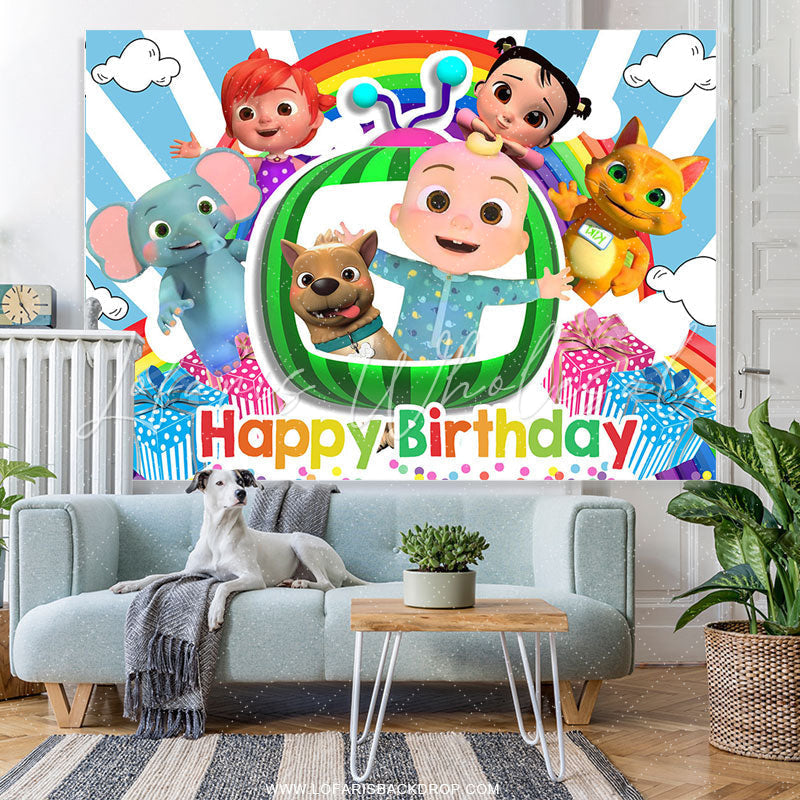 Lofaris Cartoon Happy Children Birthday Party Backdrop
