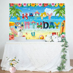 Cartoon Hawaii Summer Theme Tropical Luau Birthday Party Backdrop