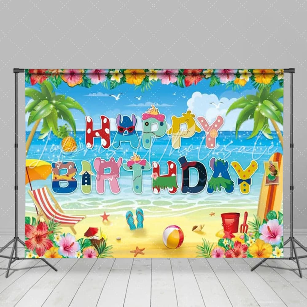 Cartoon Hawaii Summer Theme Tropical Luau Birthday Party Backdrop