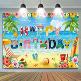 Cartoon Hawaii Summer Theme Tropical Luau Birthday Party Backdrop