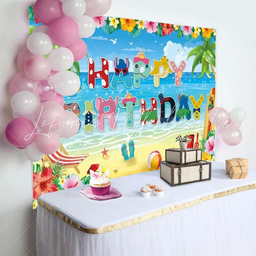 Cartoon Hawaii Summer Theme Tropical Luau Birthday Party Backdrop